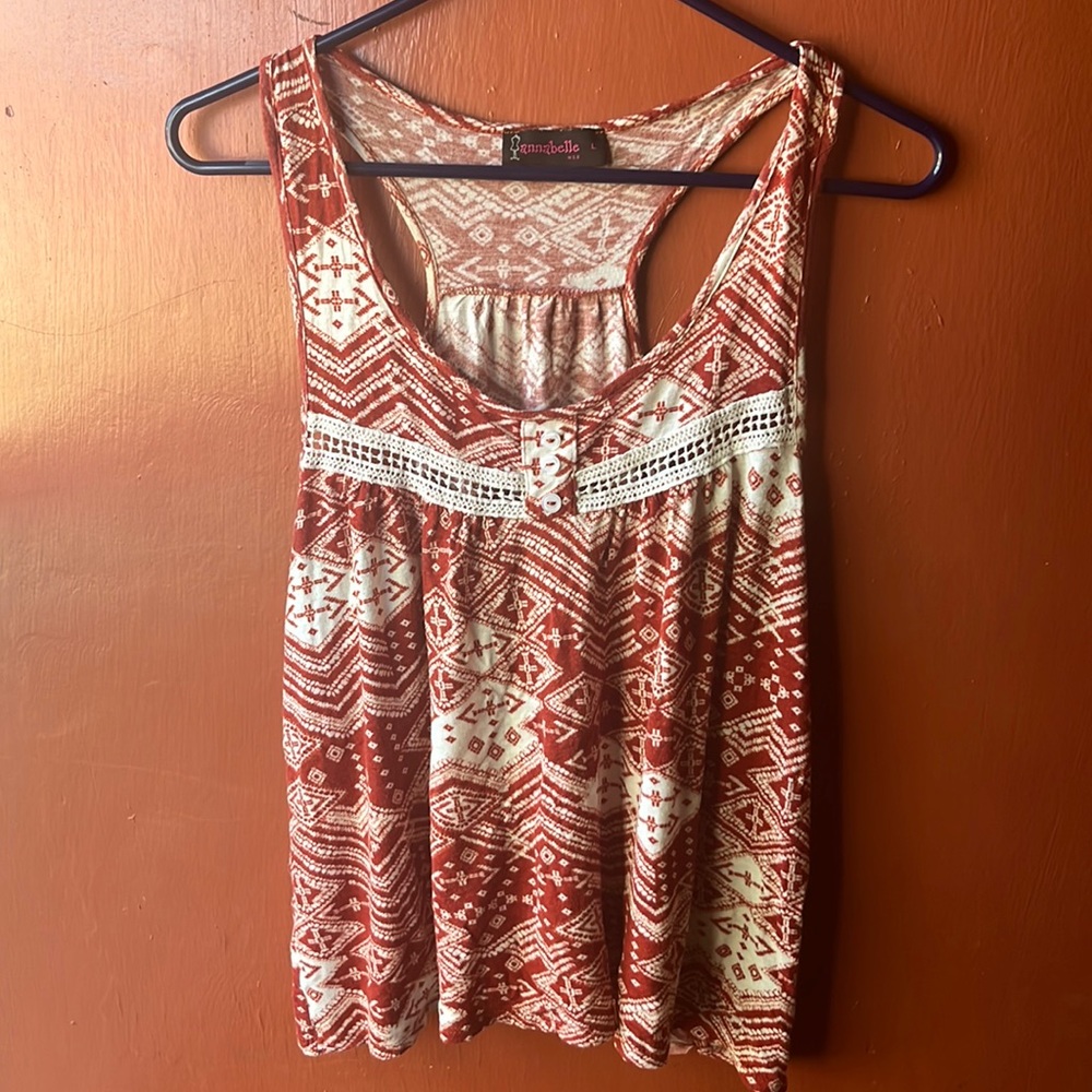 Annabelle rustic red racerback tank top